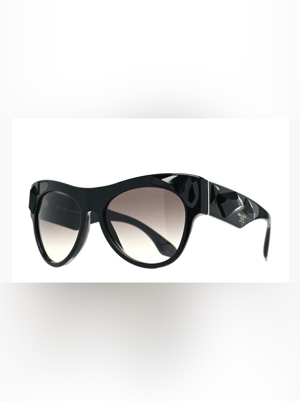 Prada New Glossy Black Designer Sunglasses Jewel Cat Eye gradient lens Cateye